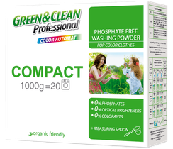 Пральний порошок для кольорової білизни Green&Clean Pro Compact, 1 кг (20 прань)