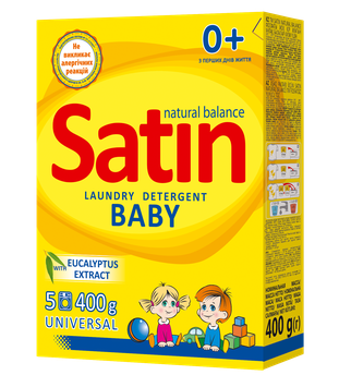 Satin Natural  Balance порошок для дитячої білизни, 400 г (5 прань)