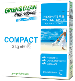 Пральний порошок для білої білизни Green&Clean Pro Compact, 3 кг (60 прань)