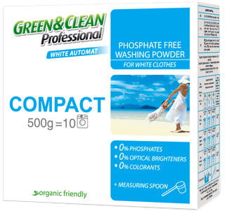 Пральний порошок концентрований безфосфатний Green&Clean Pro Compact для білої білизни, 500 г (10 прань)