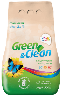 Стиральный порошок без фосфатов Green&Clean для цветного белья, 3 кг (35 стирок)