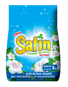 Безфосфатний пральний порошок Satin для білої білизни, 3 кг (20 прань)