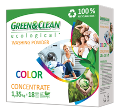 Пральний порошок для кольорової білизни Creen&Clean Ecological 1.35 кг (18 прань)
