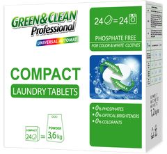 Концентрированный бесфосфатный порошок Green&Clean Pro Compact для белого и цветного белья, 24 шт (24 стирки) 