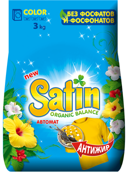 Безфосфатний порошок Satin для кольорової білизни Антижир, 3 кг (20 прань)