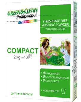 Пральний порошок для кольорової білизни Green&Clean Pro Compact, 2 кг (40 прань)