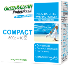 Green&Clean Pro Compact концентрированный стиральный порошок для белого белья, 500 г (расход 50 г)