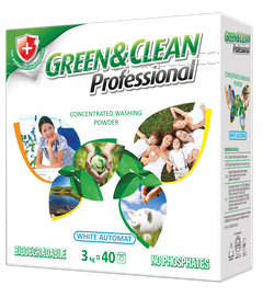 Стиральный порошок бесфосфатный Green&Clean Professional для белого белья, 3 кг (40 стирок)