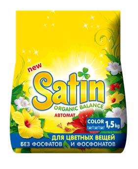 Безфосфатний пральний порошок Satin для кольорової білизни, 1,5 кг (10 прань)