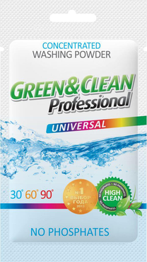 Универсальный стиральный порошок Green Clean Professional бесфосфатный, тест сашетка 100 г (1 стирка)