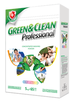 Пральний порошок безфосфатний Green&Clean Professional для кольорового одягу, 5 кг (65 прань)