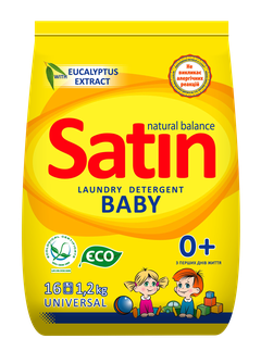 Satin Natural Balance порошок для детского белья без фосфатов, 1,2 кг (16 стирок)
