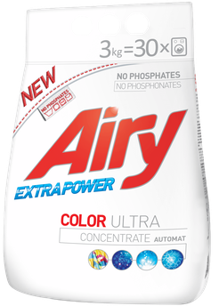 Безфосфатний порошок Airy для прання кольорової білизни, 3 кг (30 прань)