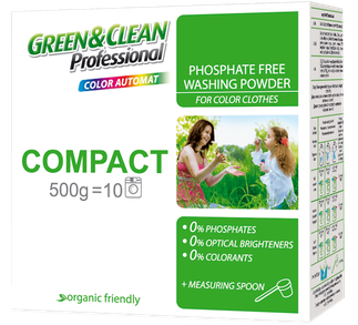 Пральний порошок для кольорової білизни Green&Clean Pro Compact, 500 г (10 прань)
