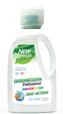 Green&Clean Professional, гель для стирки цветной и белой одежды, 1,5л (50 стирок)