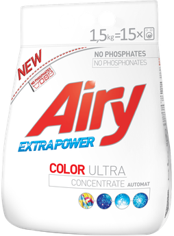 Безфосфатний пральний порошок Airy для кольорової білизни, 1,5 кг (15 прань)