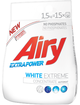 Безфосфатний пральний порошок Airy для білої білизни, 1,5 кг (15 прань)