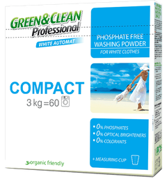 Пральний порошок для білої білизни Green&Clean Pro Compact, 3 кг (60 прань)