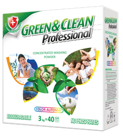 Пральний порошок для кольорового одягу Green&Clean Professional, 3 кг (40 прань)